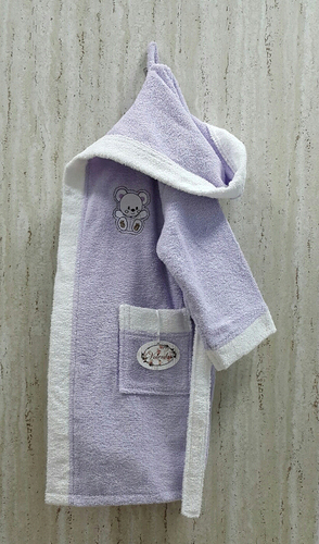 Детский банный халат Volenka Мишка Lilac 6-8 лет